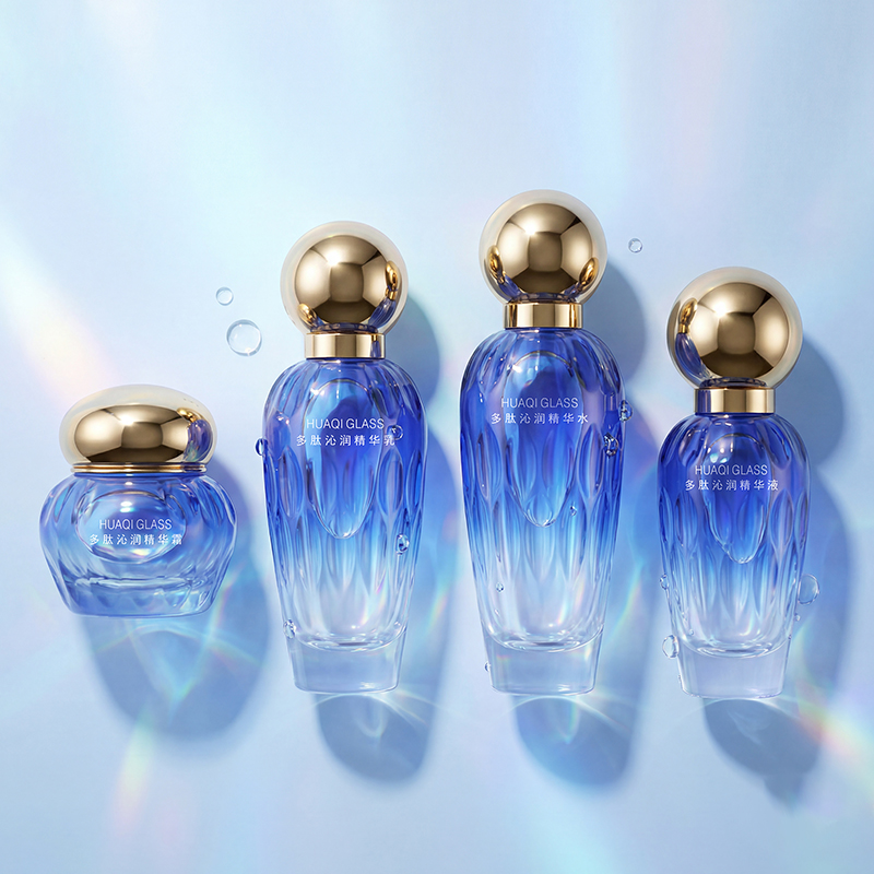 Premium Ice Crack Lacquer Glass Skincare Bottle Set
