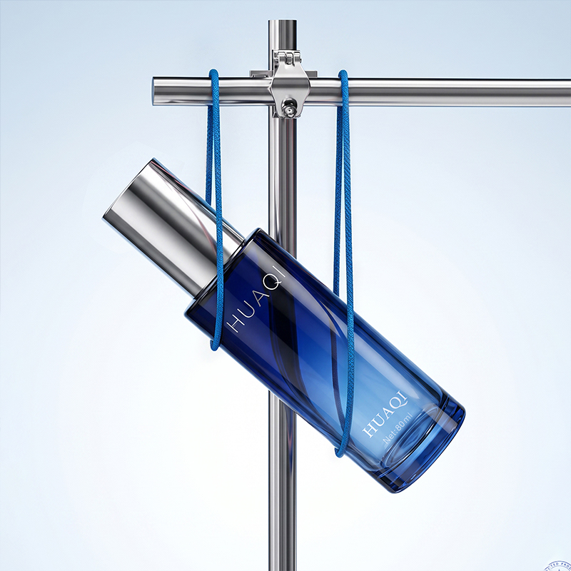 Custom Printed Gradient Blue Glass Skincare Containers