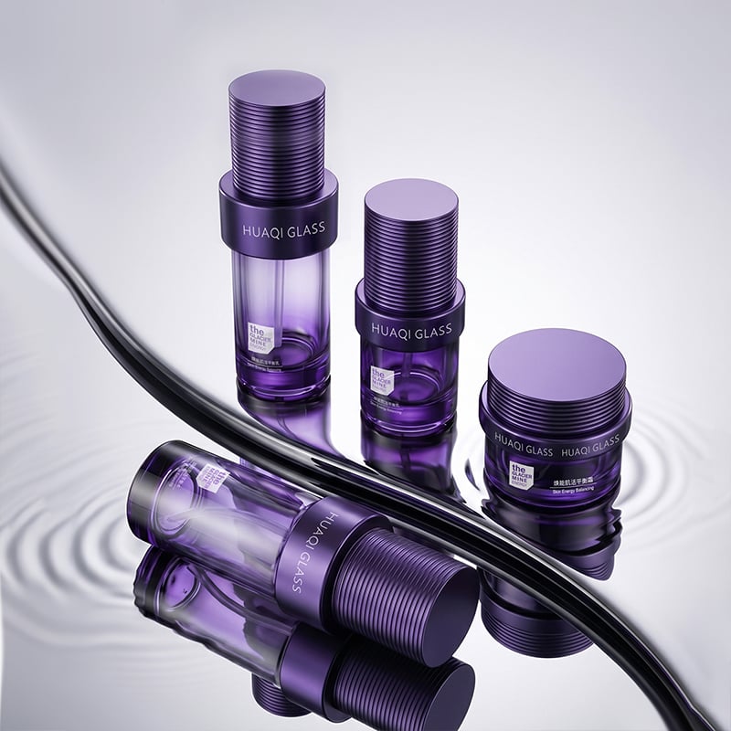 New Arrival Designer Style Luxury Glass Skincare Bottle Set for Skincare Serums Lotions