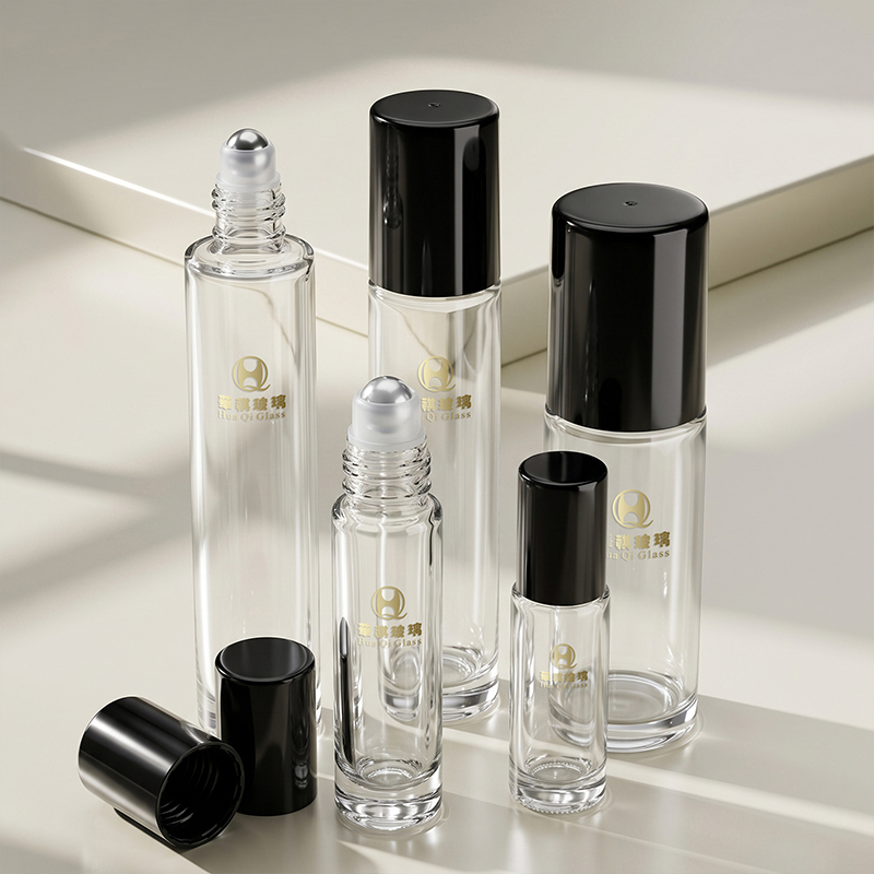 Clear Transparent Glass Roll On Bottle Gold Silver Metal Roller Ball For Perfume