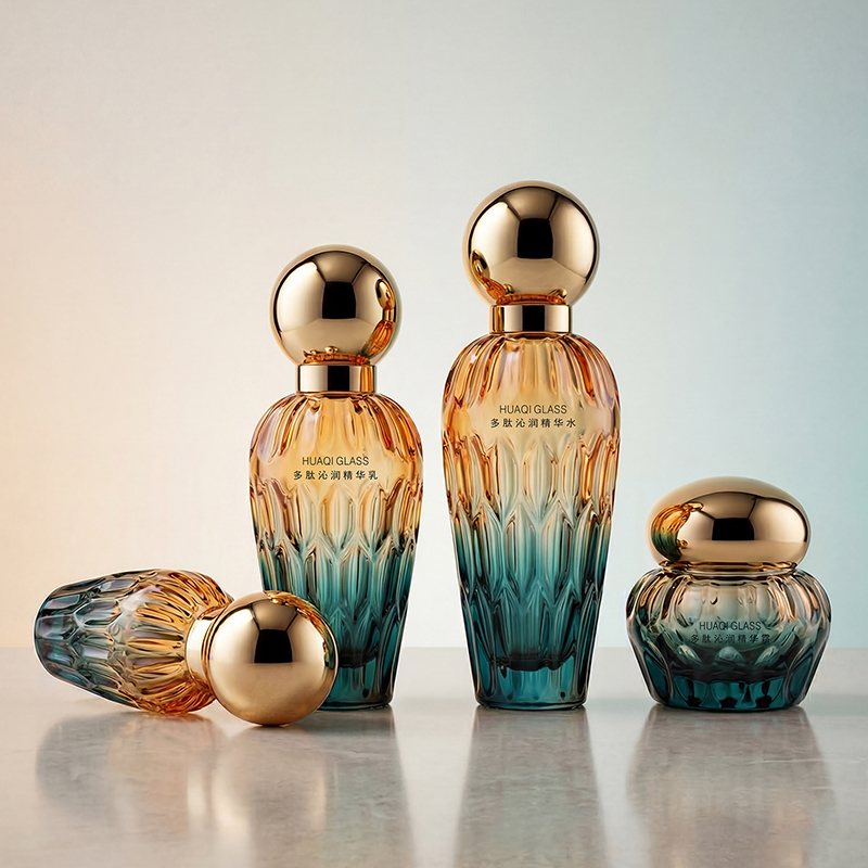Premium Ice Crack Lacquer Glass Skincare Bottle Set