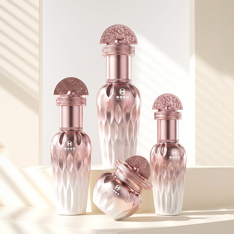 Premium Ice Crack Lacquer Glass Skincare Bottle Set