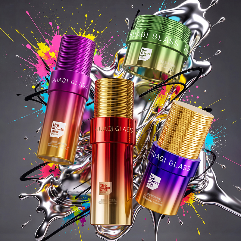 Electroplated Gradient Glass Skincare Set Glass Bottle