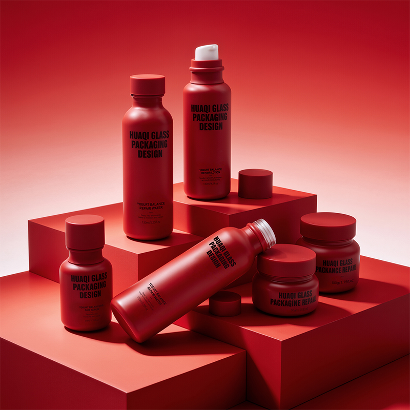 Custom Vibrant Modern Color Glass Skincare Packaging Set