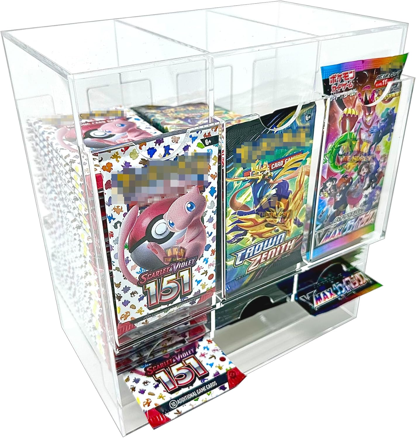 Acrylic 3 Slot Booster Pack Dispenser with black base
