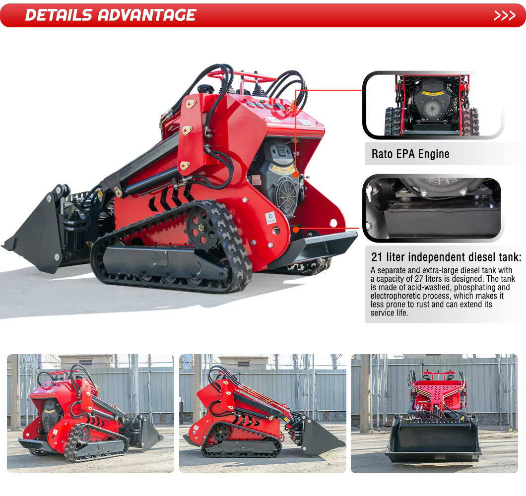 high quality crawler mini skid steer loader low price best efficient high powerful small loader with attachment-4
