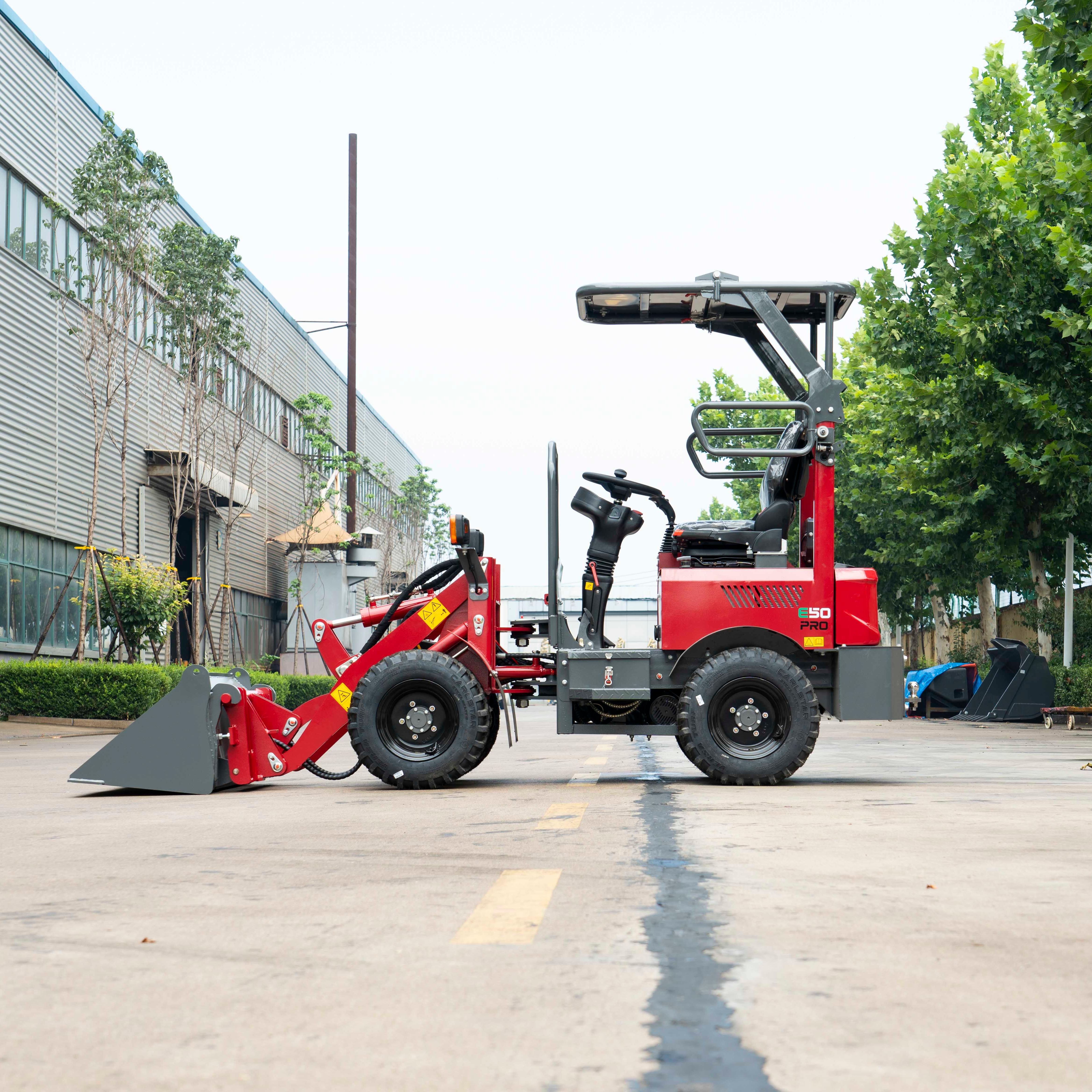 Free Shipping High Efficiency Four Wheel Drive Electric Loader Self Loading Mini Tractors with Front End Loader