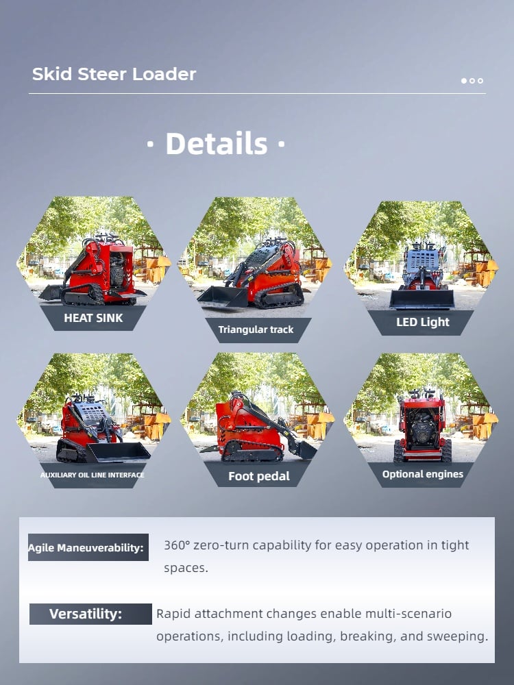 wy380 new free shipping cheap price 380 multi functional red tracked skid steer loader good sale-0