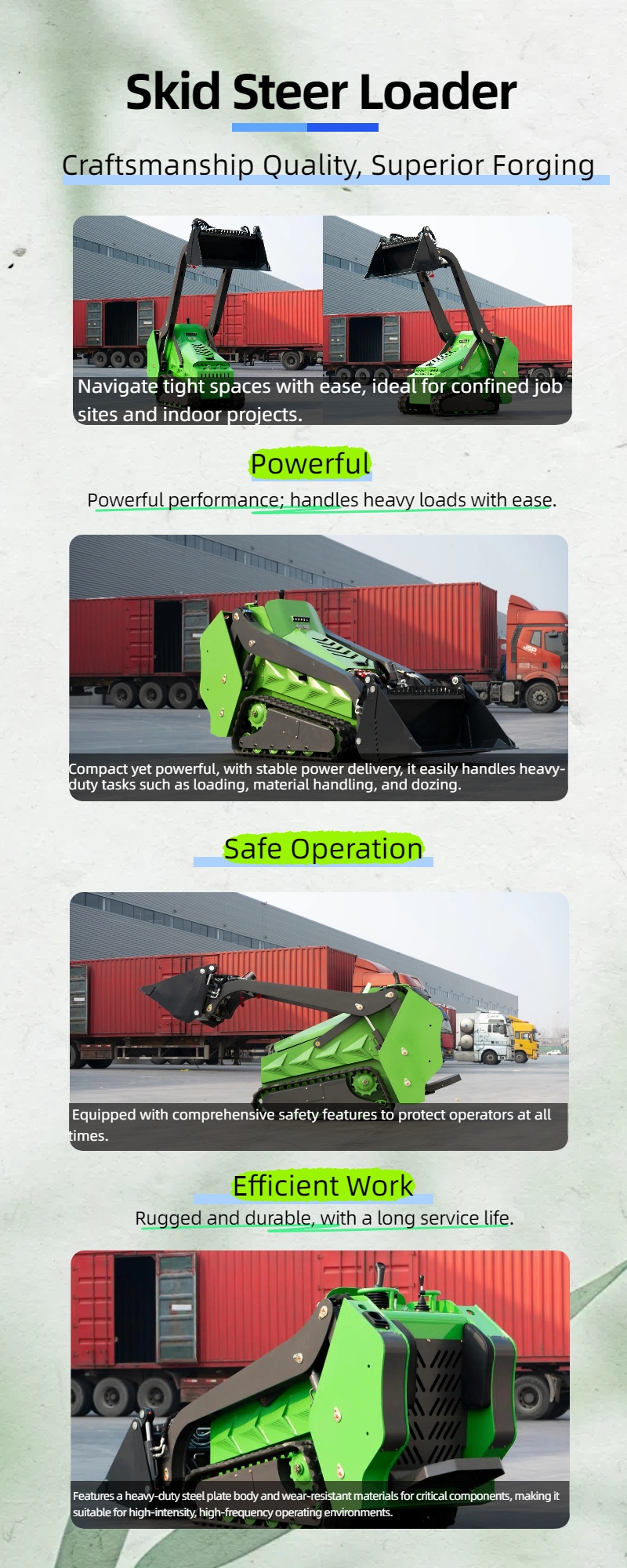 new high quality crawler green cheap skid steer loader movement durable flexible best powerful great value turning in place-0