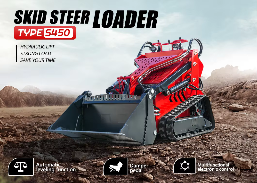 high quality crawler mini skid steer loader low price best efficient high powerful small loader with attachment-0