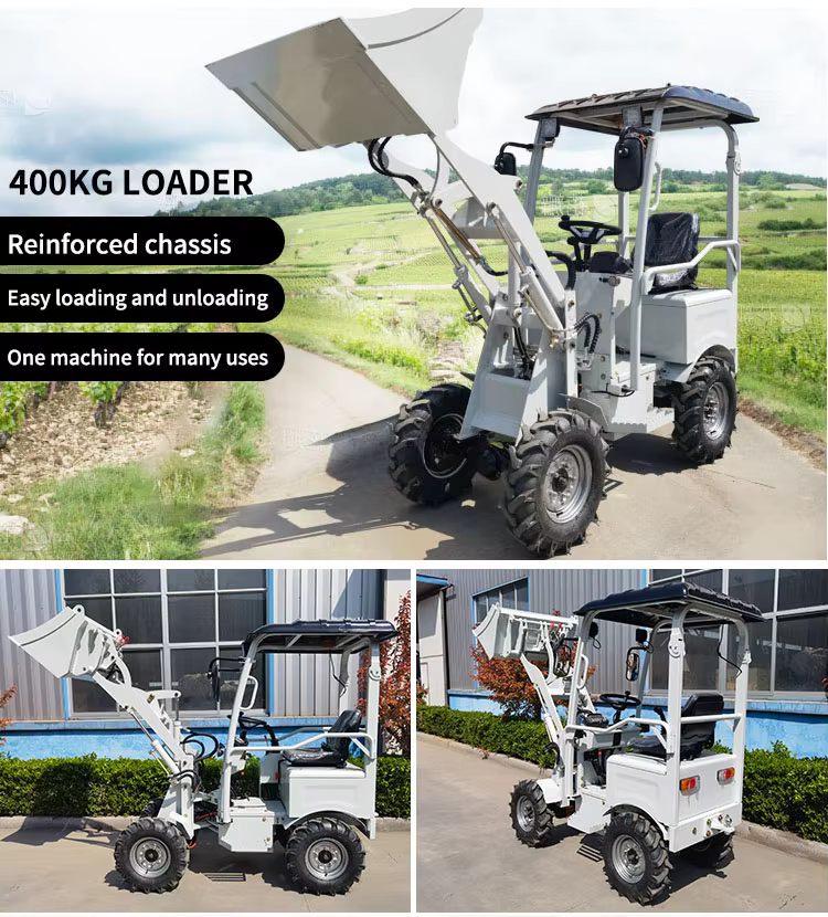 free shipping high efficiency four wheel drive electric loader self loading mini tractors with front end loader-0