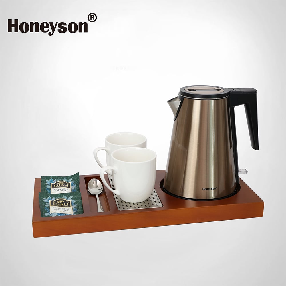 Hotel Guestroom Kettle Set with Wooden Tray, 0.8L capacity, 304S/S Kettle, S-K85