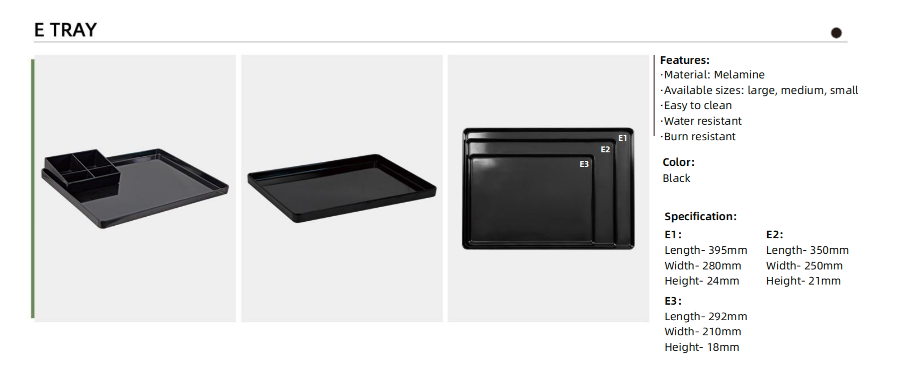 E Tray Welcome tray Essential details