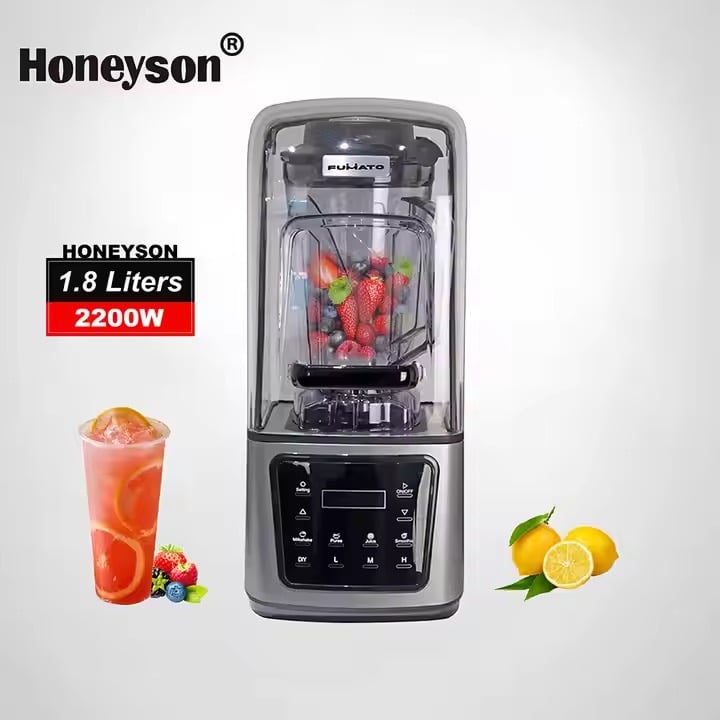 High-Speed Commercial Heavy Duty Blender Sound Enclosure  Sound Proof Smoothie Maker Touch Screen Digital Display Programable HS-8002R