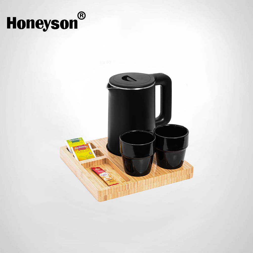 Hotel Guestroom Kettle Set with Bamboo Tray, 1.0L capacity, 304S/S kettle, BH- T1-H1268