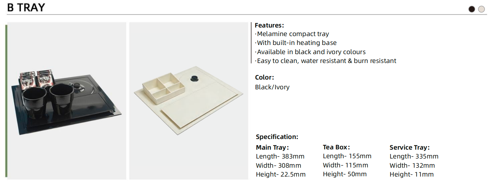 B Tray details