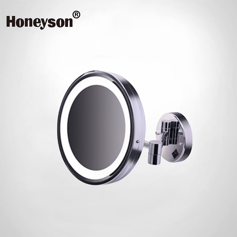 8 Inch LED Hotel Makeup Mirror-Wall Mounted,Double-Sided,3X Magnification，HS-519