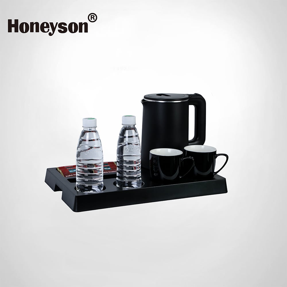 Hotel Guestroom Kettle Set with ABS Tray, 0.8L capacity, double body – cool touch style, I-H1268