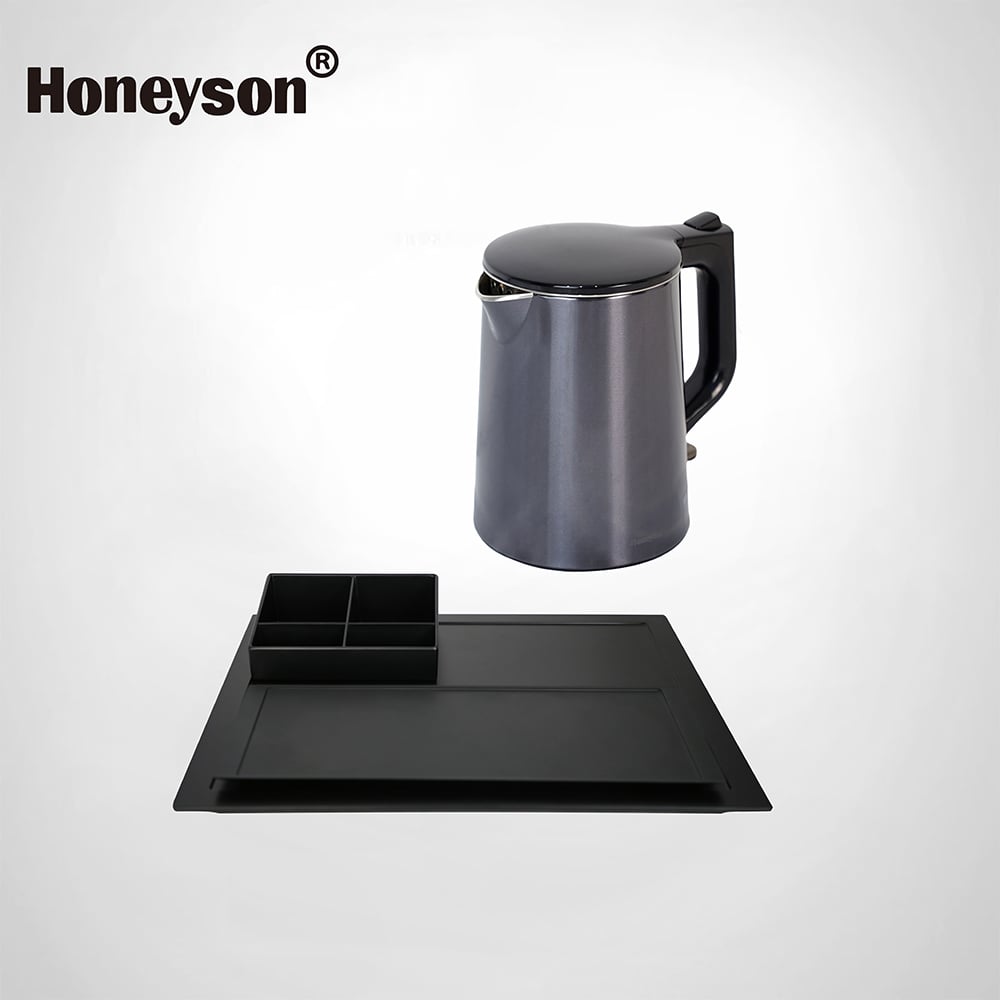 Hotel Guestroom Kettle Set with Melamine Tray, 0.8L capacity, double body – cool touch style, C-K812