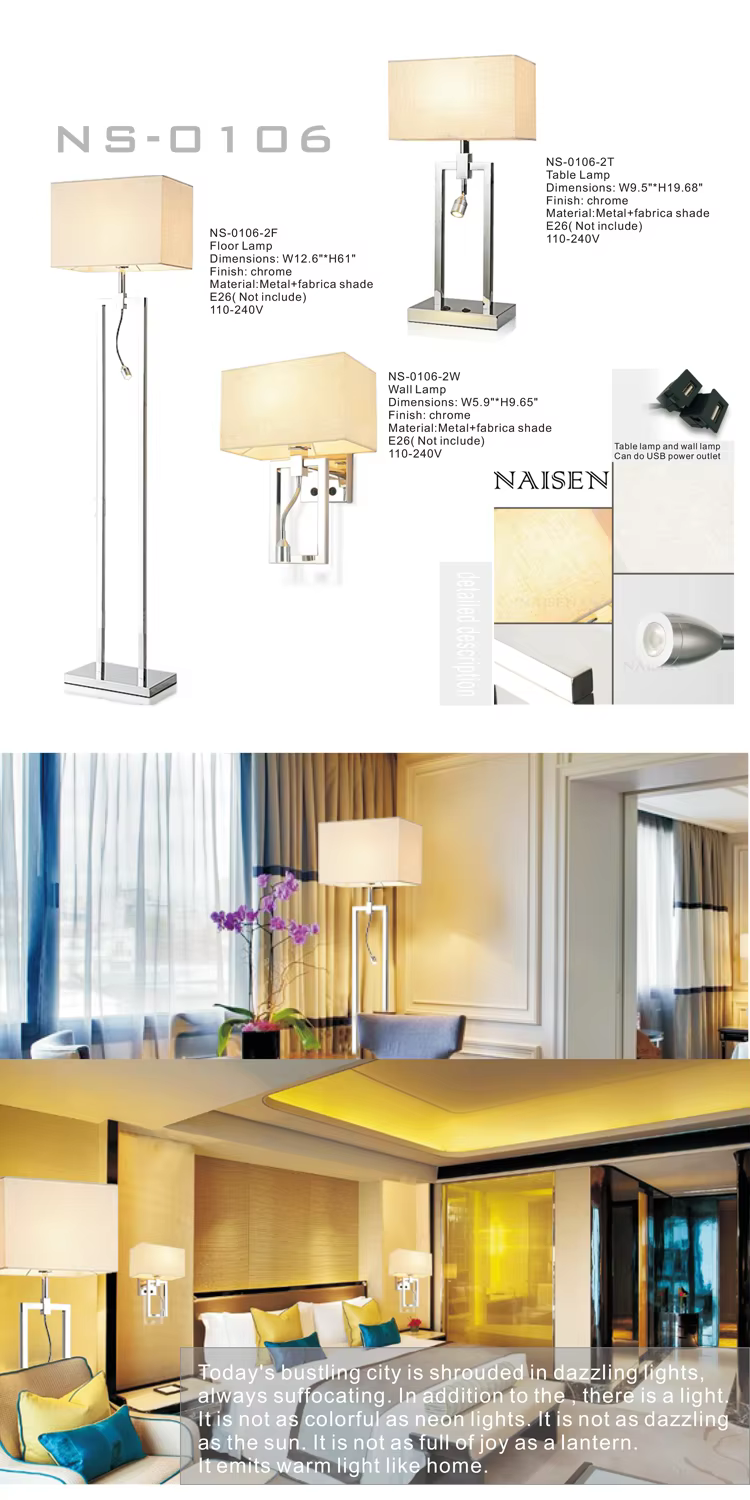 Modern Minimalist 5 Star Luxury Stainless Steel Linen LED Bedside Lamp Wall/Floor Lamp Customizable Color Logo for Hotel Guest L-02 manufacture