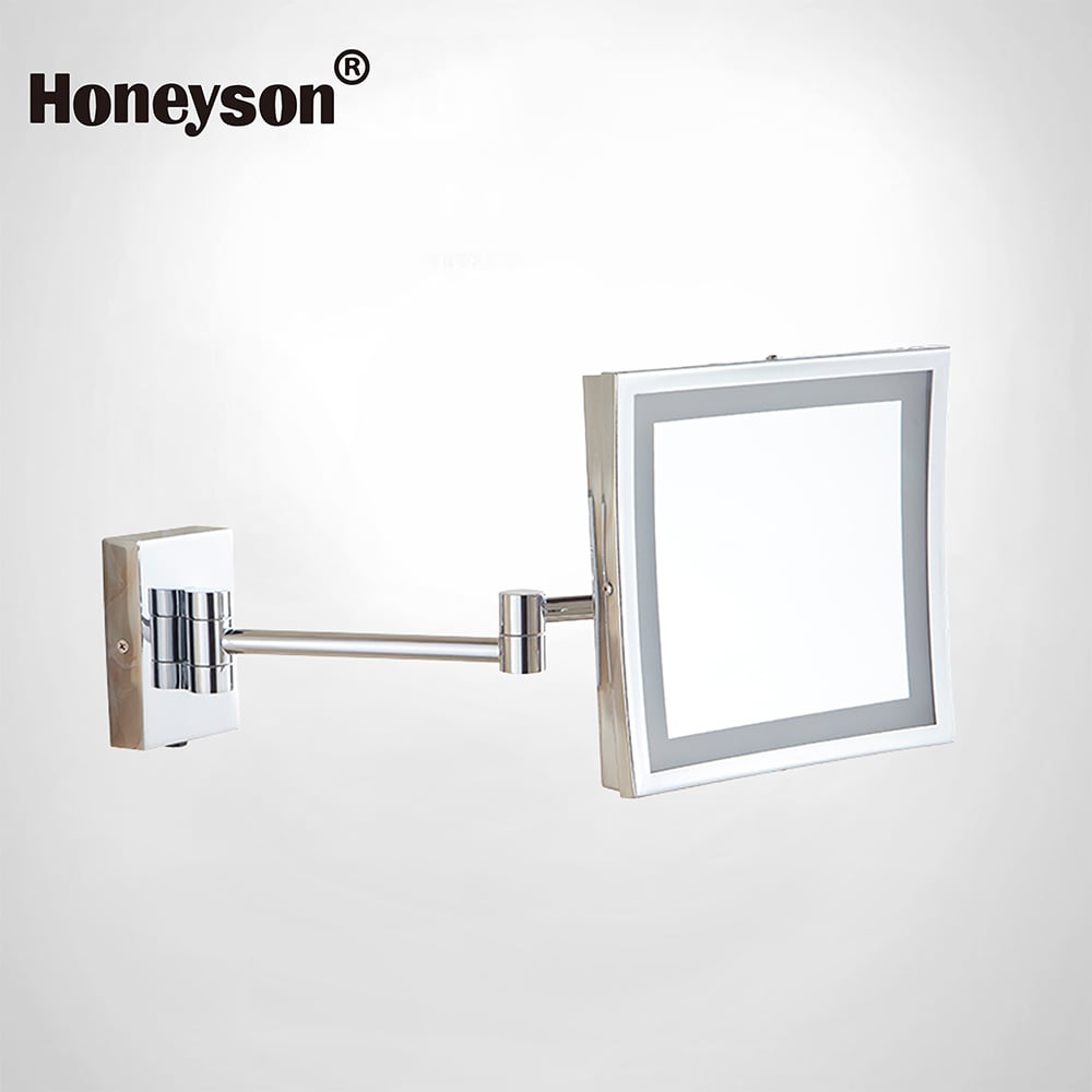 Luxury Square LED Wall-Mounted Beauty Mirror, Single Side, Hotel Use,HS-539 