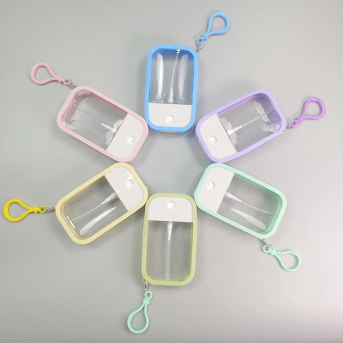 38ml 50ml Hand Sanitizer Perfume Credit Card Type Refillable Portable Size Mist Spray Bottle With Silicone Keychain supplier