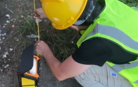 sewer inspection camera is checking pipeline