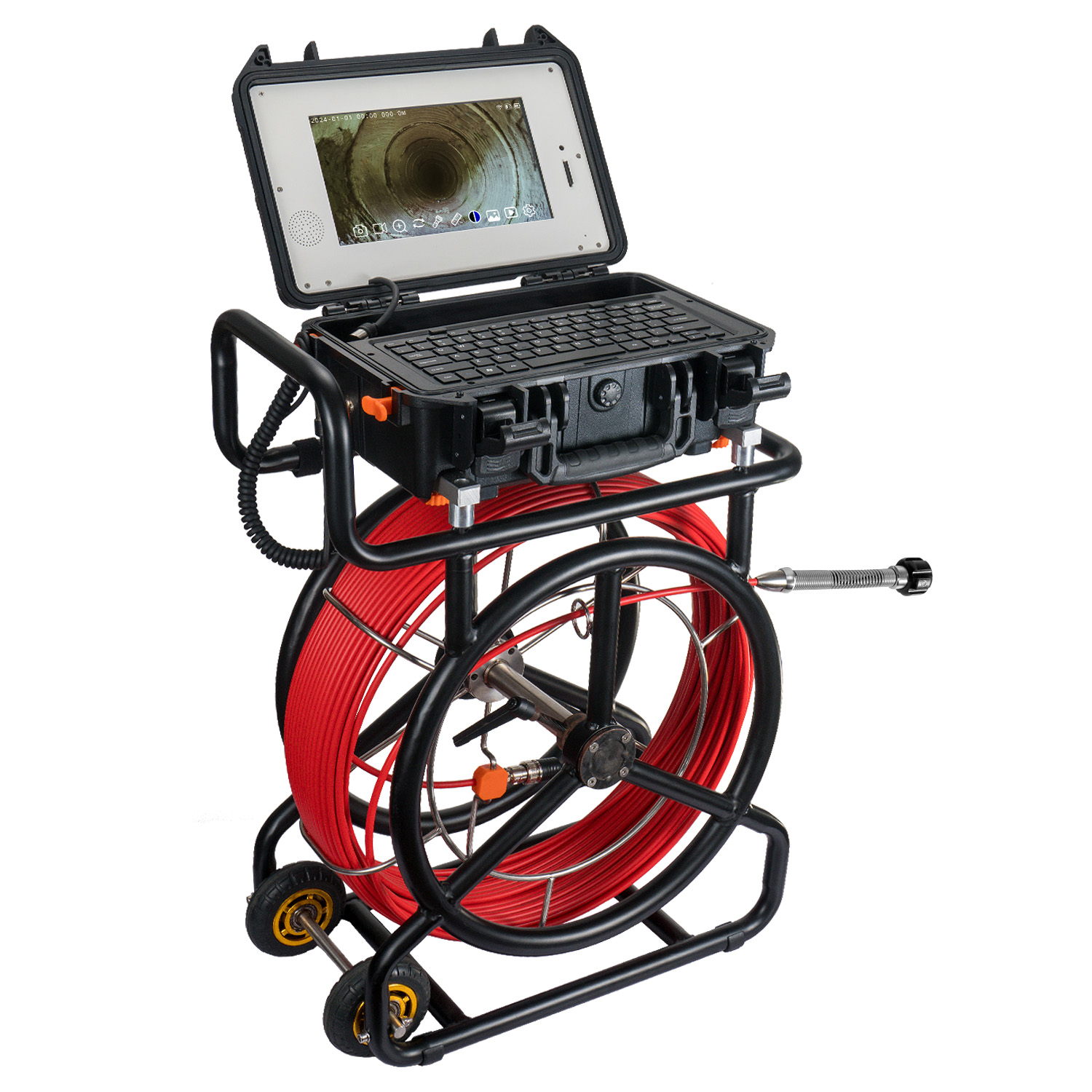 10,1 tommer HD1080P skærm kloak-inspektionskamera med 512 Hz sonde + selv-nivellerende funktion, WIFI og 16 GB DVR video- og lydoptagelse