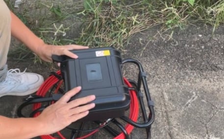 sewer inspection camera is checking pipeline process 