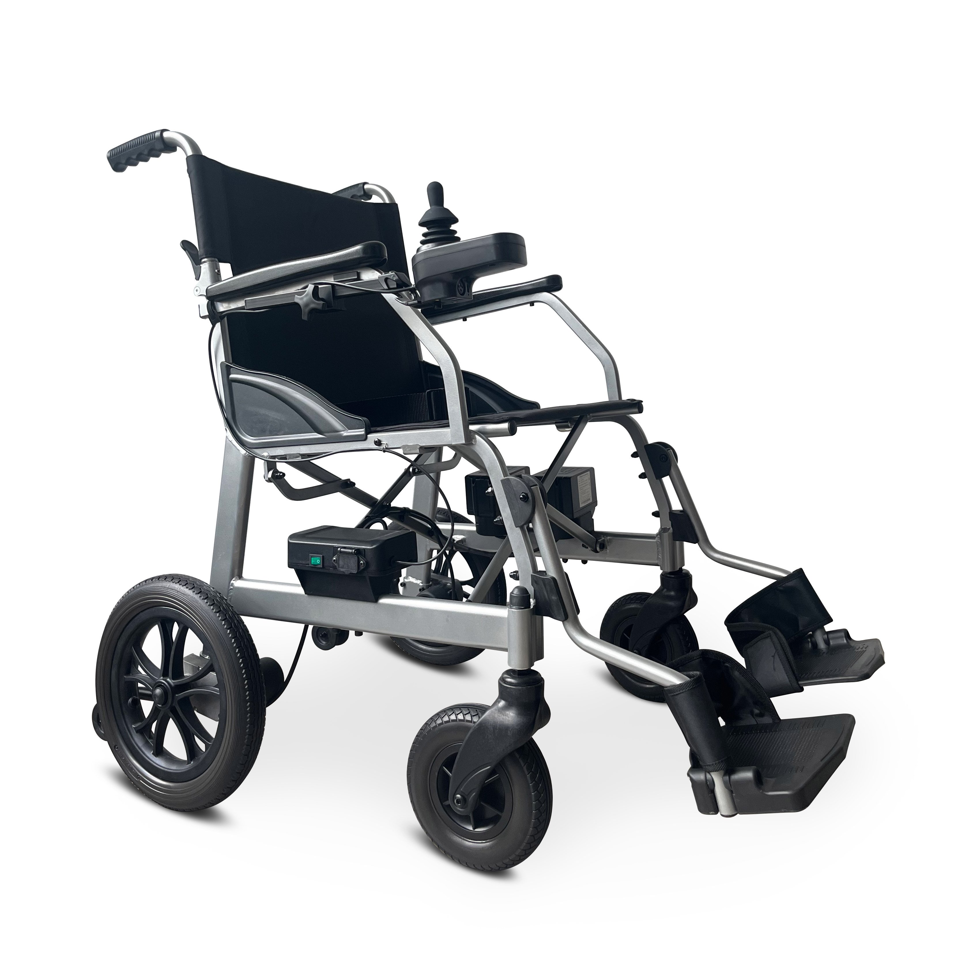 KSM-505 Ulitralight folding electric wheelchair portable aluminum power chairs dual battery wheelchair 12.5kgs