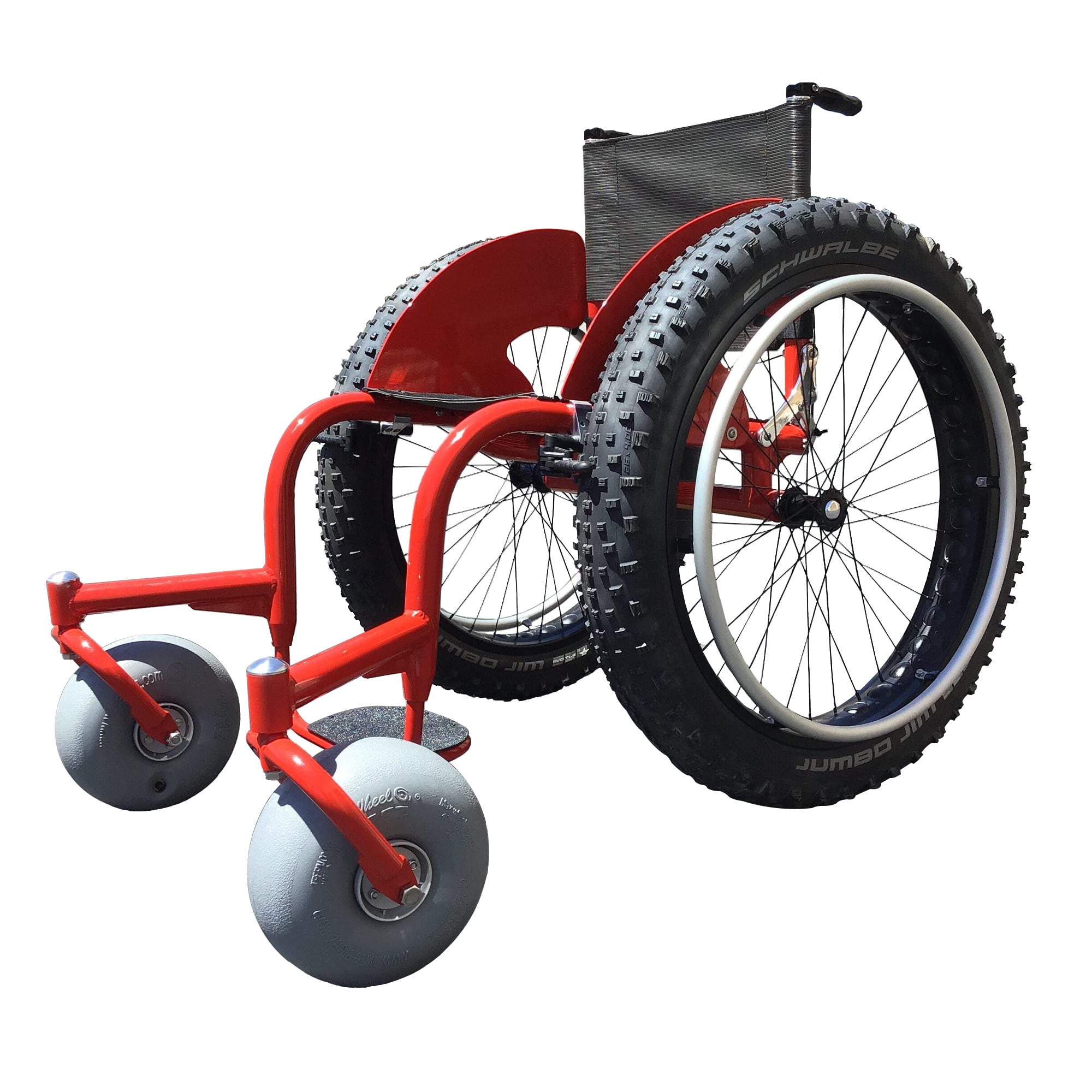 KSW7 Outdoor Heavy Duty Off Road Wheelchair Aluminum Alloy Frame Fat Tire Beach Wheelchair
