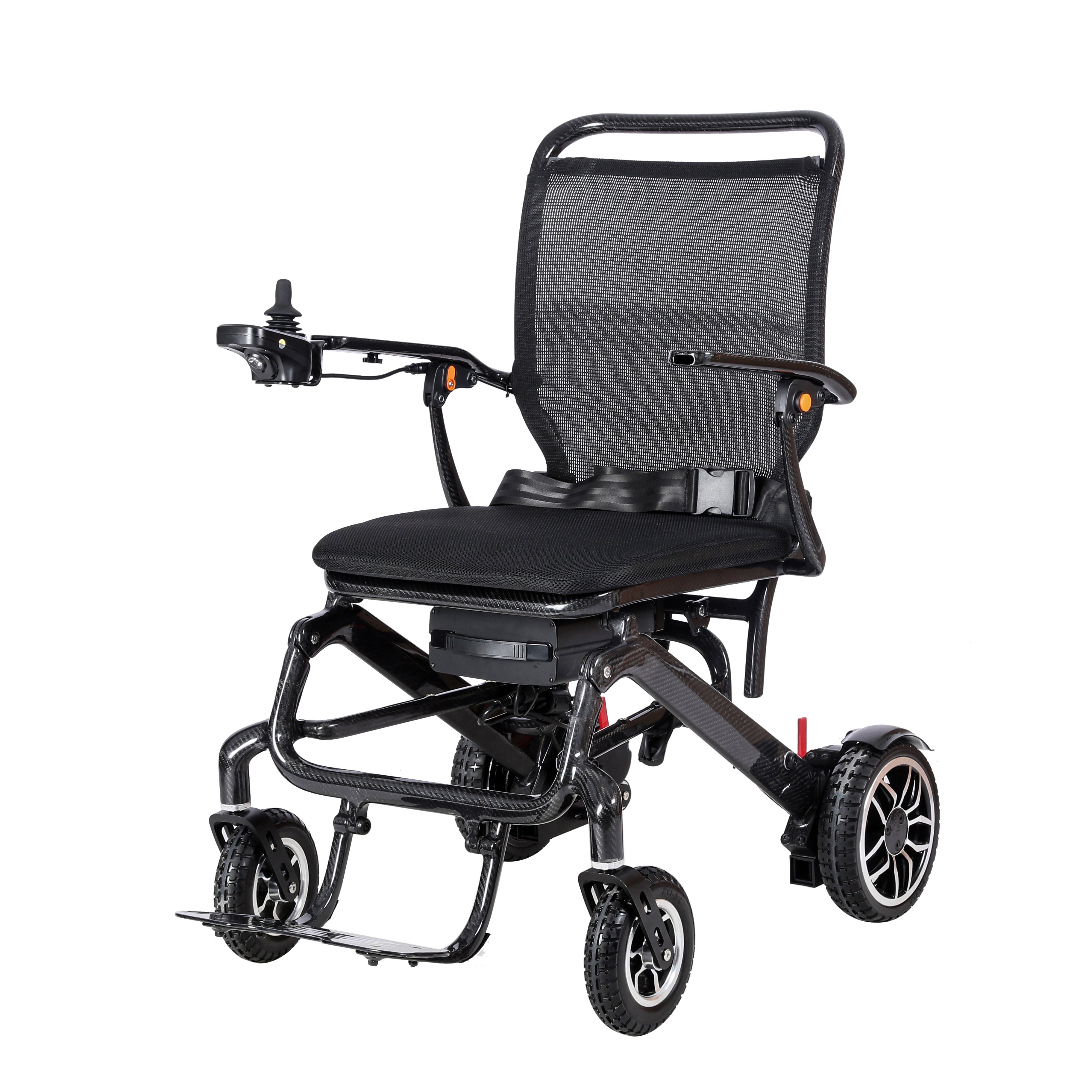 KSM-607Plus Ultra Light Foldable Lightweight Luxury Carbon Fiber Electric Wheelchair With 12AH and 20AH Lithium Battery For Disabled