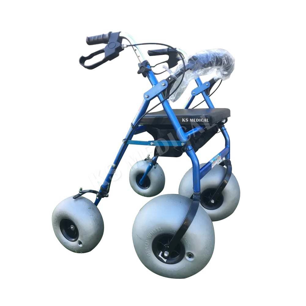 KSM-SW3 Aluminum All-Terrain Beach Rollator Senior Mobility Beach Walker Custom OEM ODM Beach Chair with Sand-Friendly Tires
