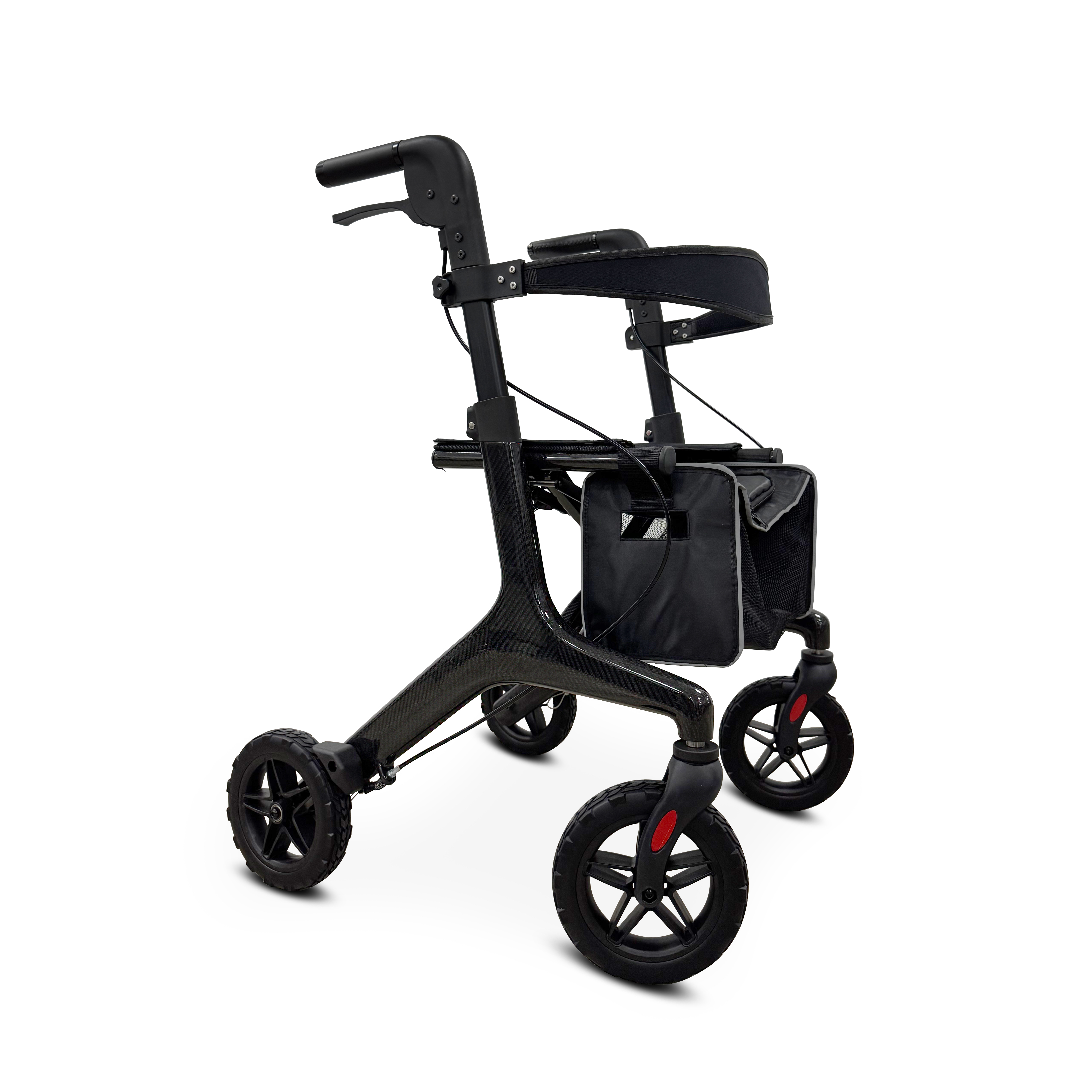 KSM-802 New Ultralight Carbon Fiber Rolling Rollator Walker Carbon Fiber Material Portable Elderly Rollator Walker