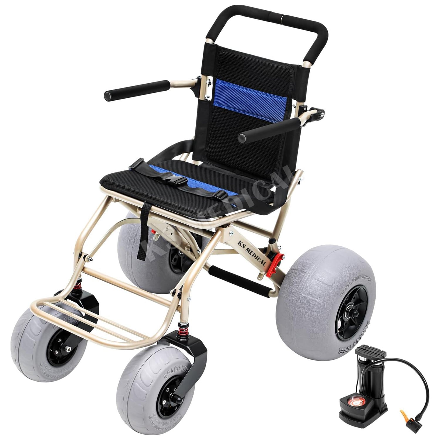 Adjustable Corrosion Resistant Beach Wheelchair with Hand Brakes for Seniors Budget-Friendly Price Bwach Wheel Chairs