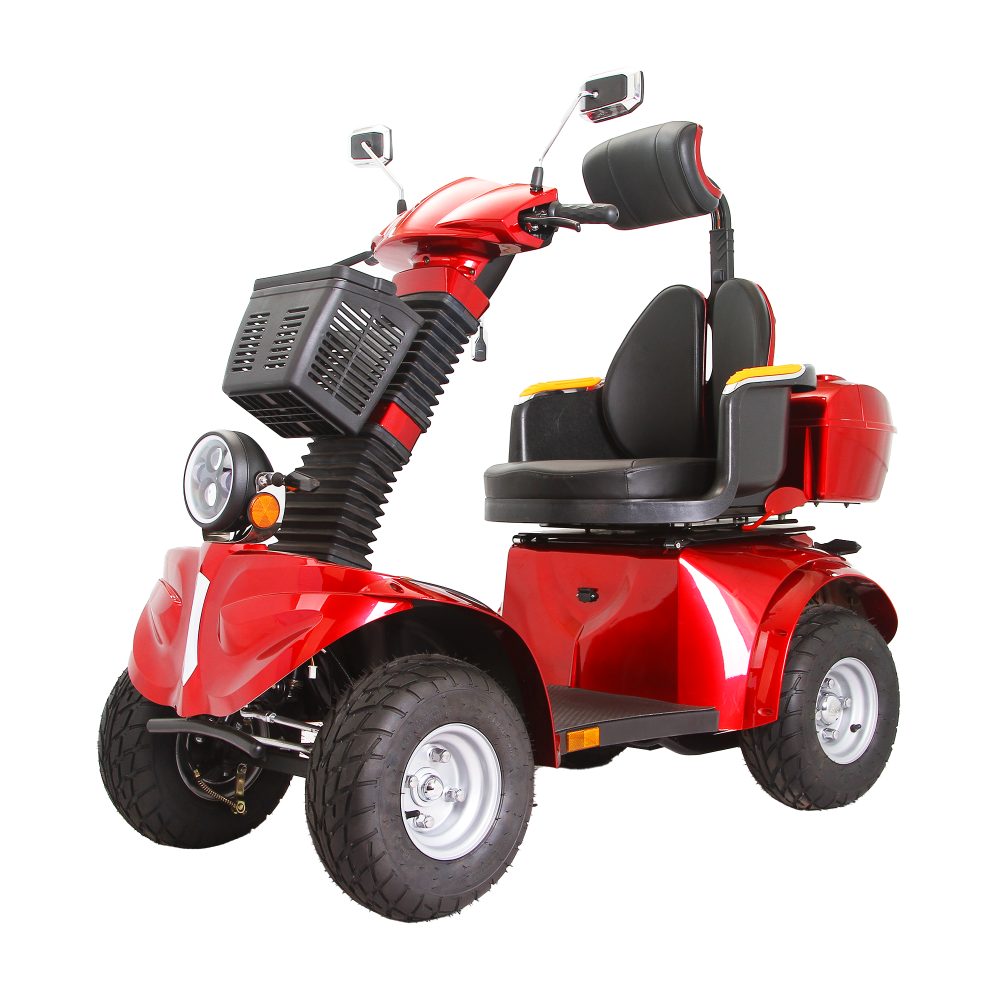 KSM-910B Električni skuter za odrasle s dvostrukim sjedalom, težak 4-kotorski motorizirani skuter za mobilnost starih osoba s kišobranom