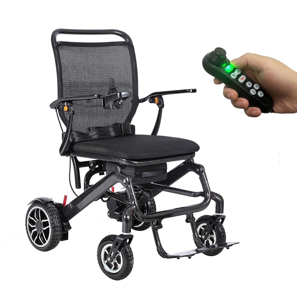 KSM-607Plus Ultra lagana Savijiva luksuzna kolica od ugljenog vlakna s električnim pogonom Sa baterijom od 12AH i 20AH za invalide