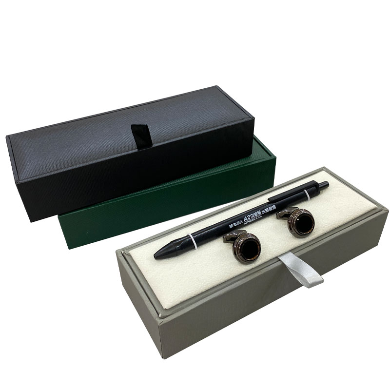 Luxury Paper Pen Gift Box with Velvet Lining, Custom Logo, Black/Green/Gray Color Options for Business & Promotional Gifts