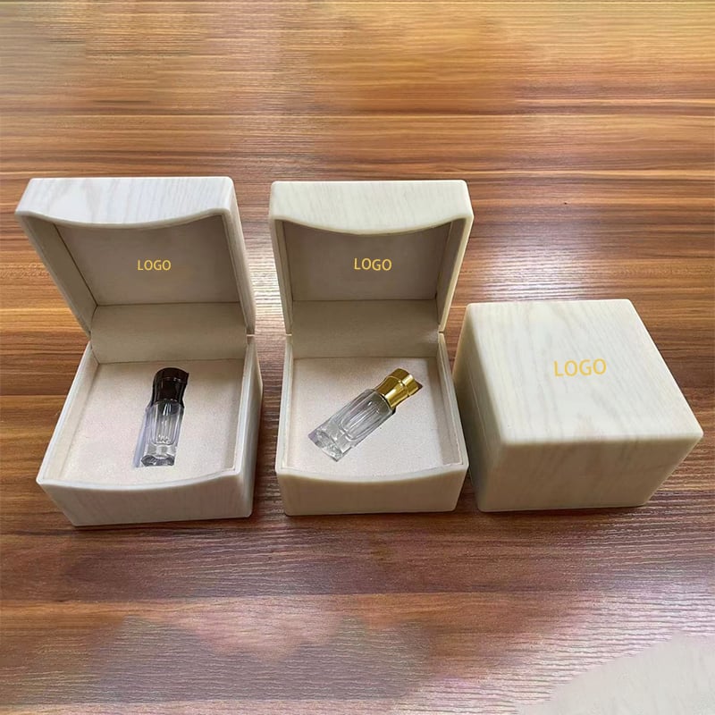 Wood Veneer Flip Oud Attar Perfume Box Custom Logo Velvet Lining Single Fragrance Bottle Gift Packaging Case