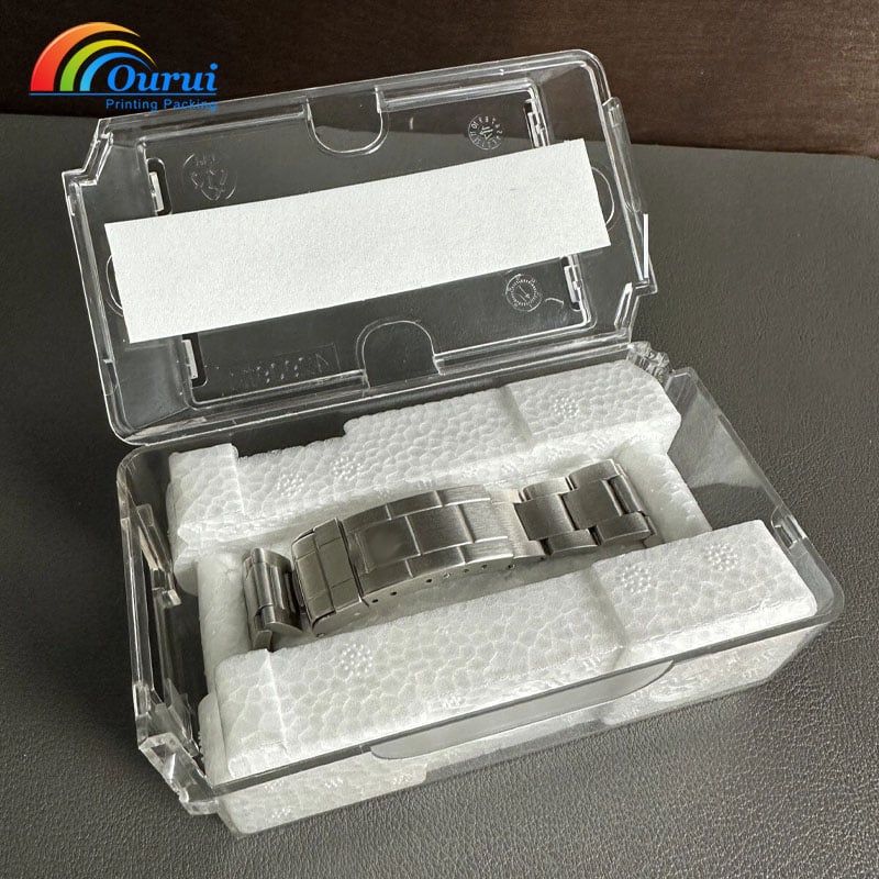 Clear Plastic Watch Storage Box Single Wristwatch Packaging Case with Foam Insert Luxury Watch Transport Box