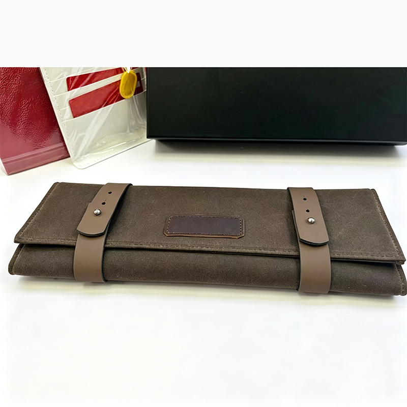 Vintage Canvas Watch Roll Gift Box Set, Portable Leather Watch Travel Case with Full Brand Packaging Kit, Watch Storage Pouch for Gifting