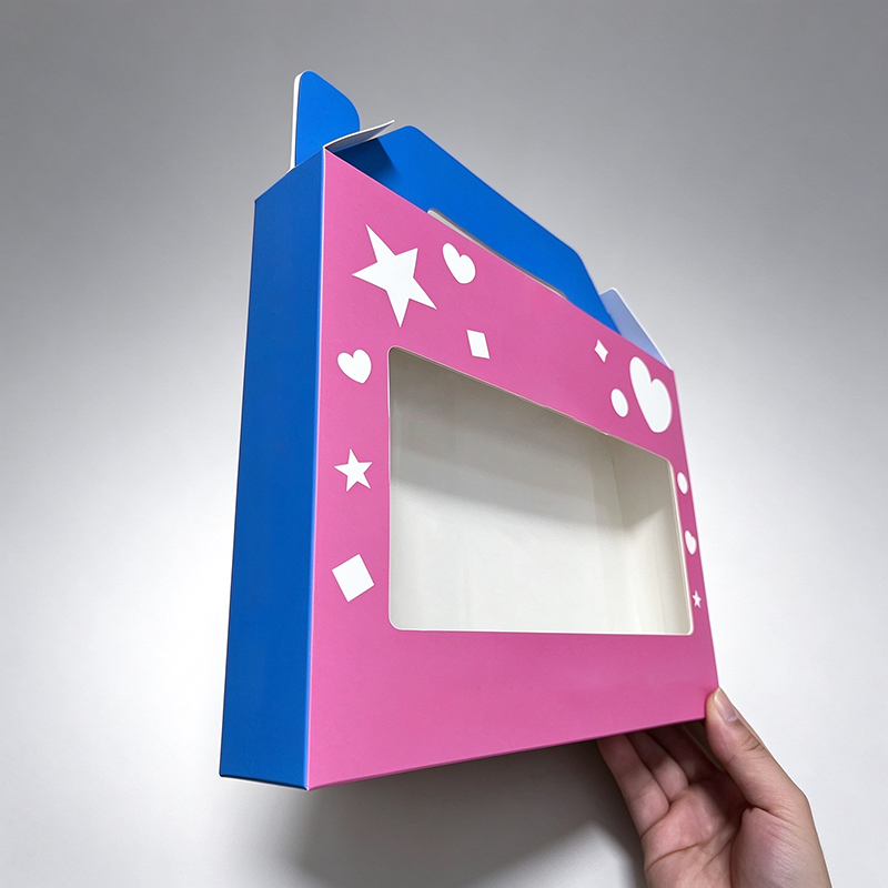 Custom Printed Gable Cookie Box With Clear PVC Window, Handle Treat Bakery Gift Box, Custom Size & Logo, MOQ 500