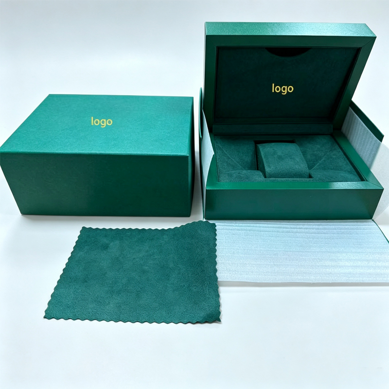 Custom Logo Watch Box with Suede Lining and Cleaning Cloth