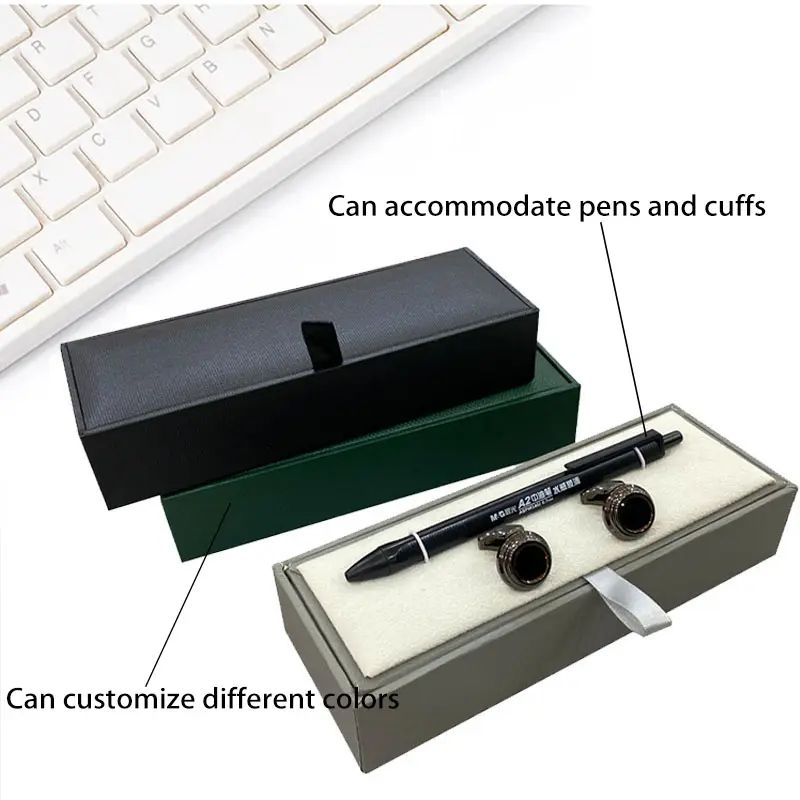 PU Leather Pen and Cufflinks Rigid Storage Box, Custom Business Accessory Case