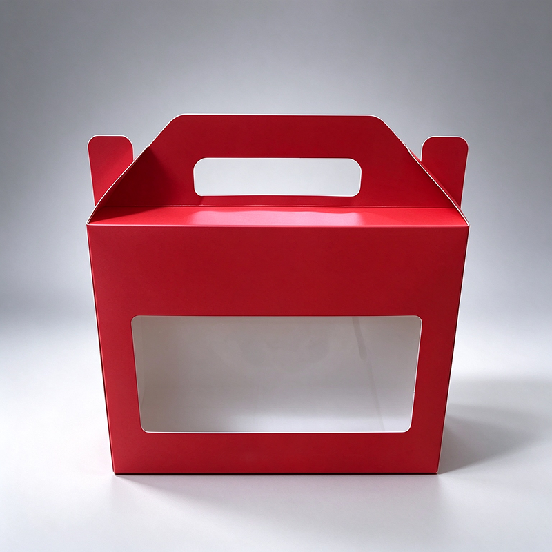 Custom Printed Gable Cookie Box With Clear PVC Window, Handle Treat Bakery Gift Box, Custom Size & Logo, MOQ 500