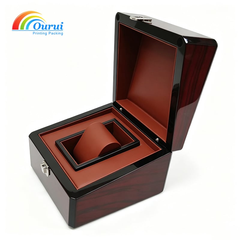 Wooden Watch Box in Reddish-Brown | Custom Logo Wholesale