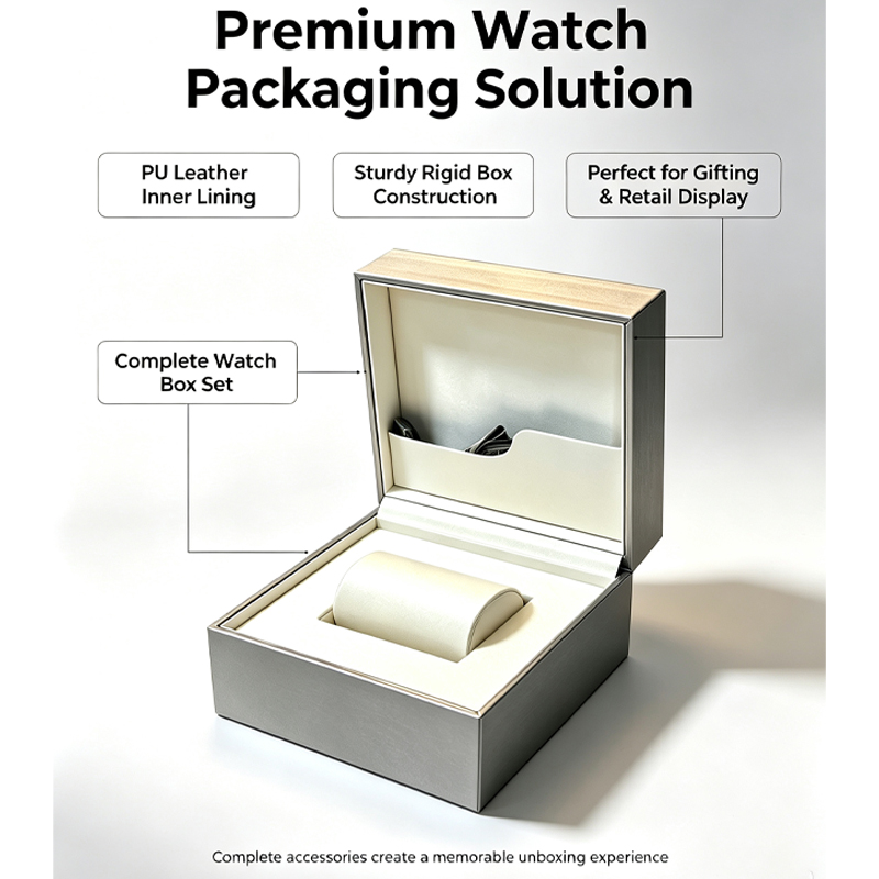 PU Watch Gift Box Set with Gift Bag, Ribbon and Card Holder