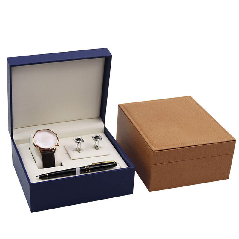 PU Leather Flip Gift Box Multi Compartment Watch Cufflink Pen Storage Box Luxury Custom Logo Men Business Gift Presentation Packaging Box