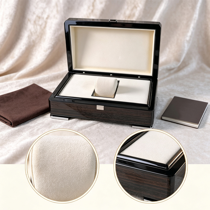 High Gloss Piano Varnish Solid Wood Single Watch Box Luxury Wooden Watch Storage Case Custom Logo Gift Packaging Box