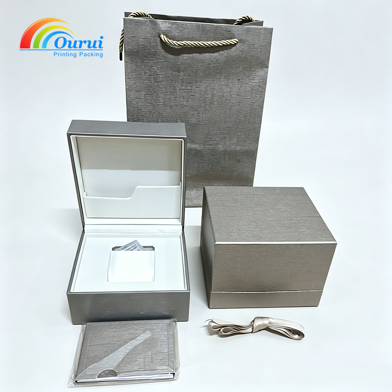 PU Watch Gift Box Set with Gift Bag, Ribbon and Card Holder